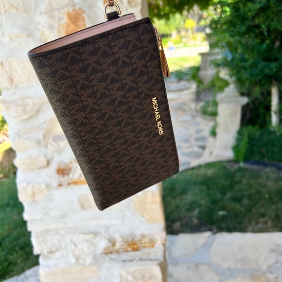 Michael Kors Md signature Abbey backpack&wallet set Brown soft pink NWT - Picture 10 of 15